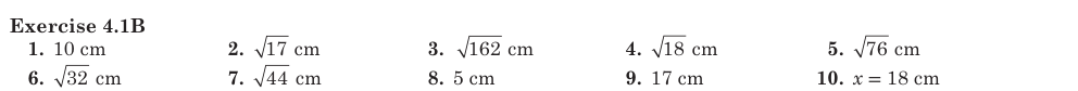 Answers for Exercise 4.1B