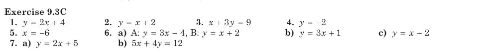 Answers for Exercise 9.3C