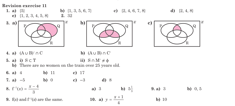 Answers for Revision exercise 11