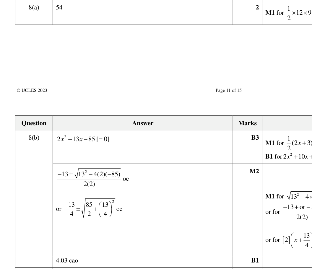 Mark scheme