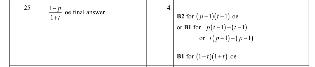 Mark scheme