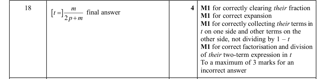 Mark scheme