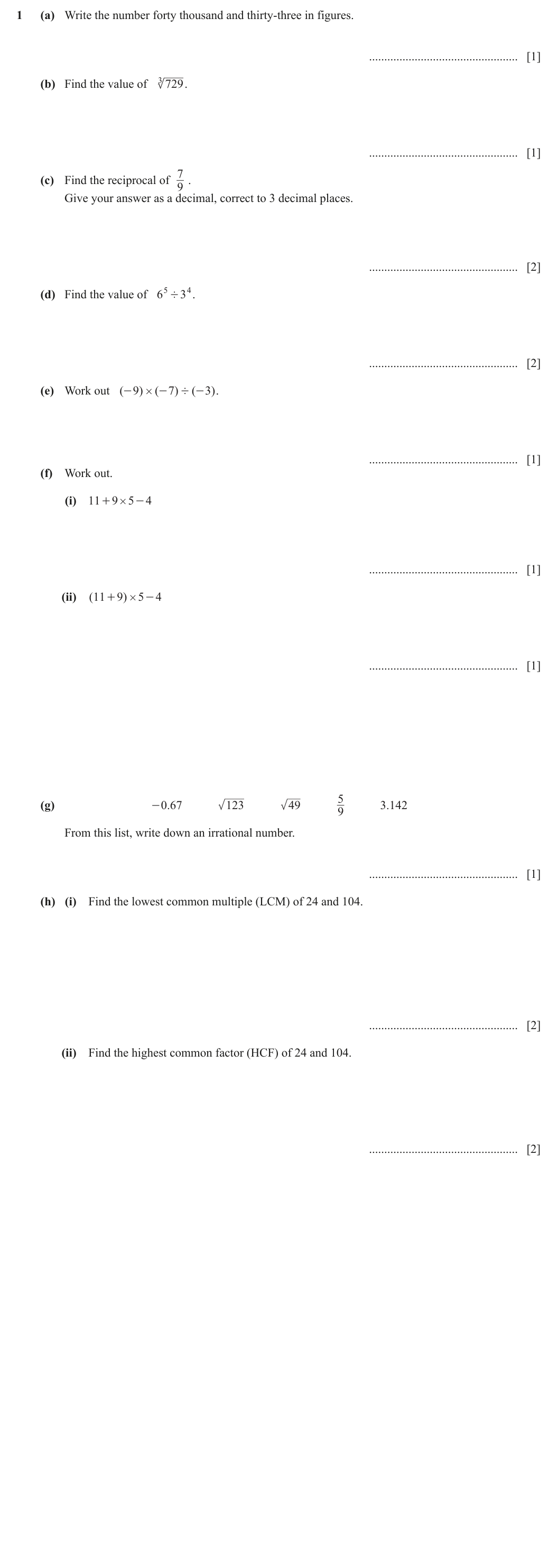 Question 1